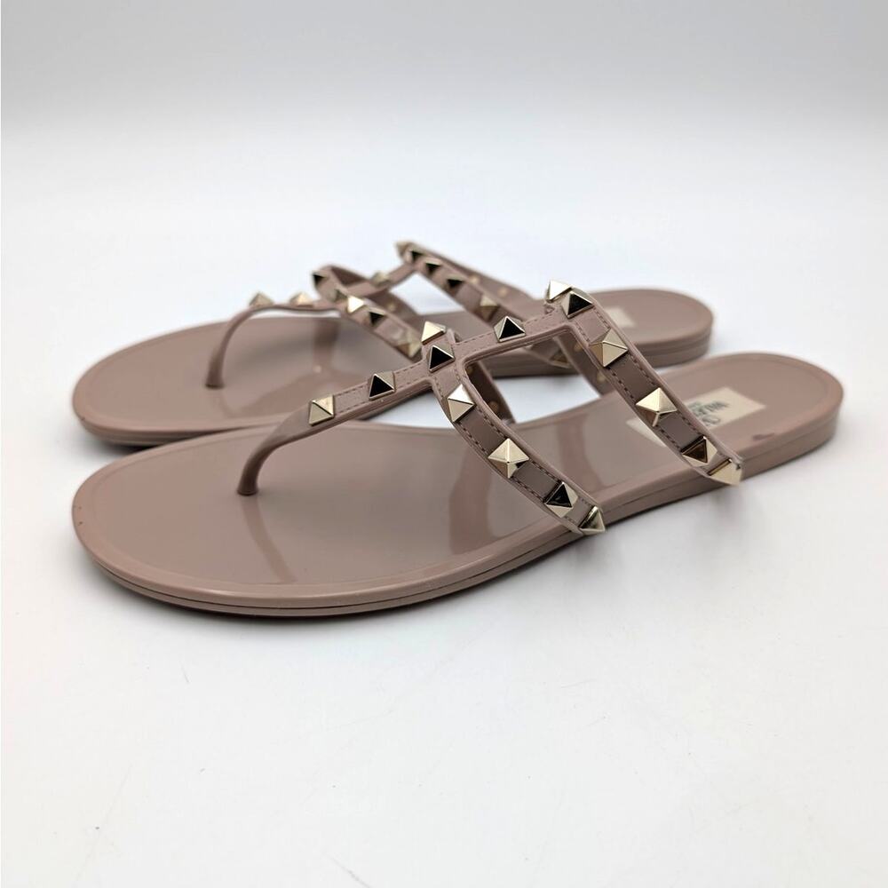 Valentino Garavani Rockstud Jelly Thong Sandals Women's Poudre Size US10 EU40